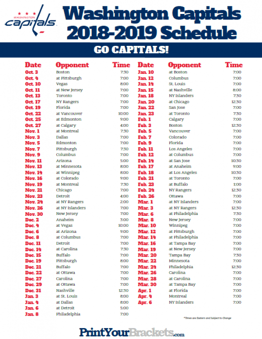 NHL Eastern Conference First Round: Washington Capitals vs. TBD – Home Game 1 (Date: TBD – If Necessary)