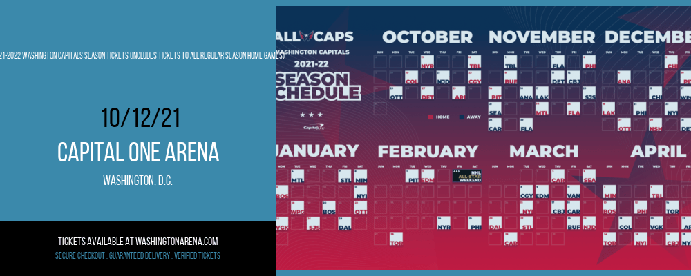 2021-2022 Washington Capitals Season Tickets (Includes Tickets To All Regular Season Home Games) at Capital One Arena tickets 2021-2022 Washington Capitals Season Tickets (Includes Tickets To All Regular Season Home Games) at Capital One Arena
